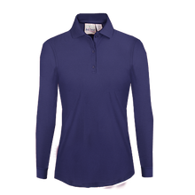 Load image into Gallery viewer, AHN LONG SLEEVE JUNIOR POLO SHIRTS WHITE & NAVY (HIGH SCHOOL ONLY)