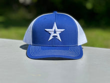 Load image into Gallery viewer, ALLSTARS HAT WITH NEW PUFF LOGO (ROYAL HAT WITH WHITE STAR OR WHITE HAT WITH PINK STAR)