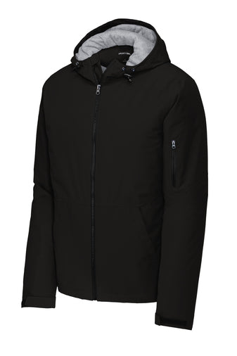 HOLLISTER MIDDLE SCHOOL HEAVYWEIGHT BLACK WATERPROOF JACKET W/ LOGO- JST56- FINAL SALE