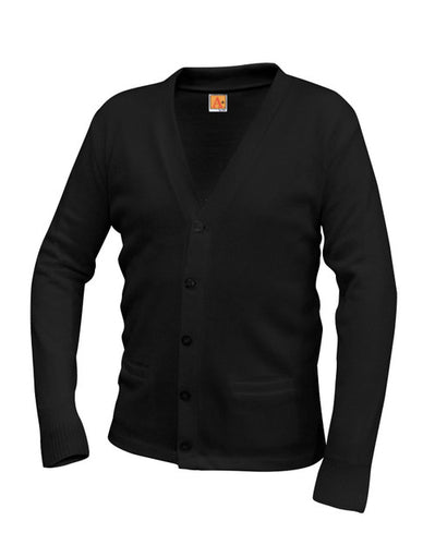 Forte Prep High School V-neck CARDIGAN SWEATER in Black