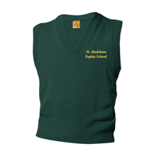 Load image into Gallery viewer, ST. MADELEINE SOPHIE GREEN V-NECK SWEATER VEST W/ LOGO (UNISEX)