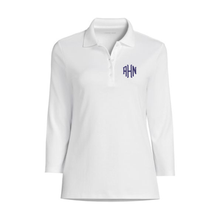 Load image into Gallery viewer, AHN LONG SLEEVE JUNIOR-FIT POLO SHIRTS WHITE &amp; NAVY (HIGH SCHOOL ONLY)