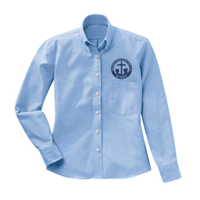 Load image into Gallery viewer, ST. PIUS LADIES-FIT BLUE OXFORD W/ LOGO (GIRLS 5-8)