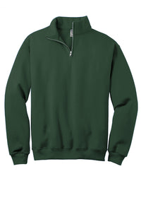 SQUARE MIDDLE GREEN 1/4 ZIP PULLOVER- COTTON