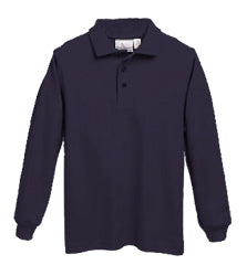 BROOKLYN RISE NAVY LONG SLEEVE PIQUE POLO w/ logo- 6-8 ONLY