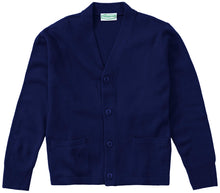 Load image into Gallery viewer, WHIN NAVY V-NECK CARDIGAN- K-2 ONLY w/ logo