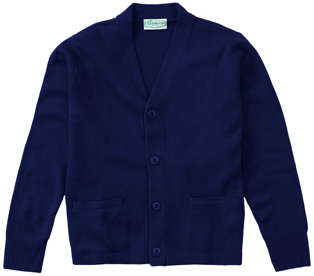 WHIN NAVY V-NECK CARDIGAN- K-2 ONLY w/ logo