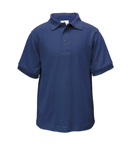 BROOKLYN RISE NAVY SHORT SLEEVE PIQUE POLO with logo- GRADES 6-8