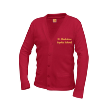 Load image into Gallery viewer, ST. MADELEINE V-NECK CARDIGAN SWEATER W/ LOGO (BOYS)