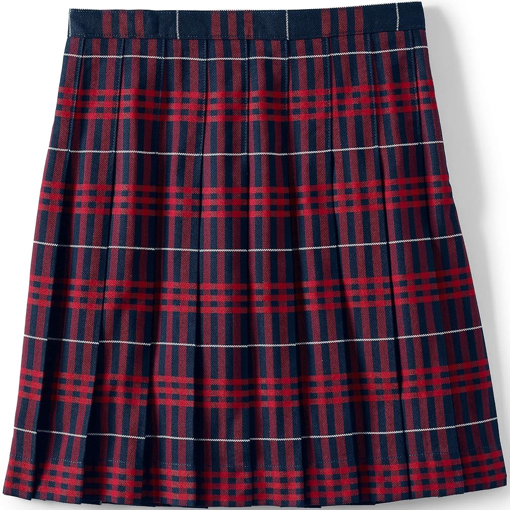 RED, WHITE, AND NAVY PLEAT PLAID SKIRT