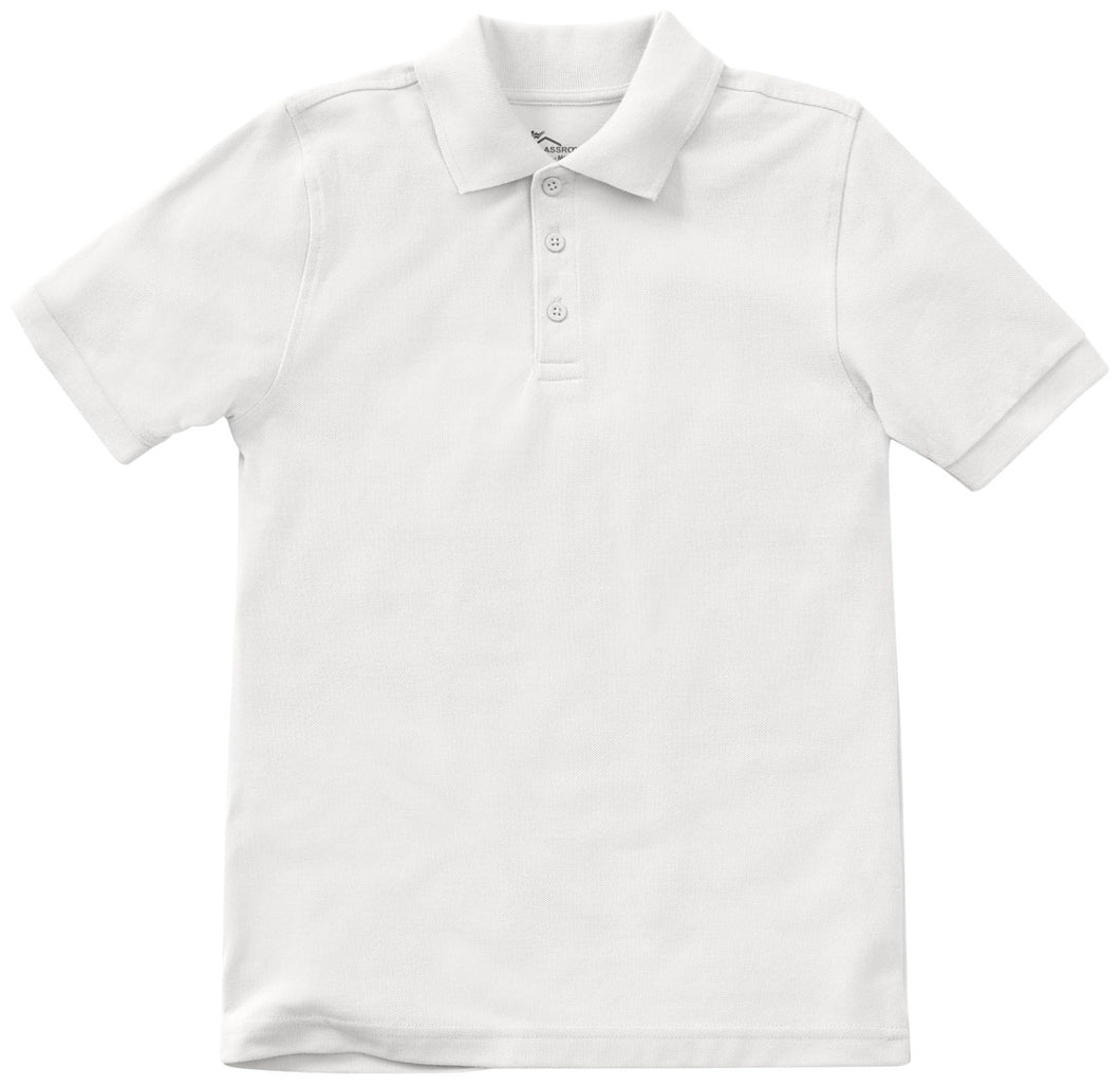 WHIN S/S WHITE POLO- 6-8 ONLY w/ logo