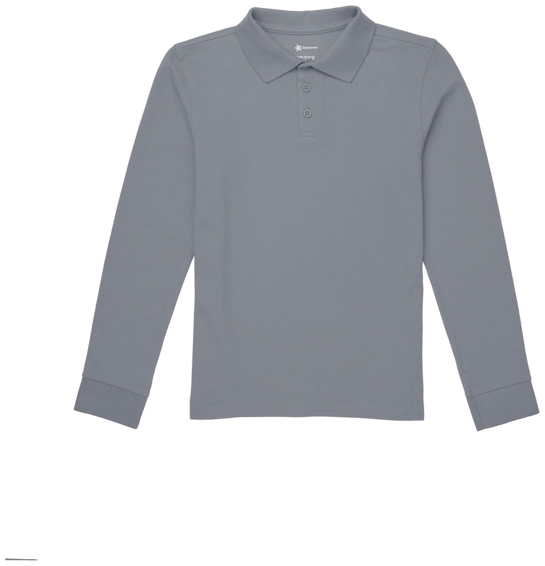 LONG SLEEVE GREY SMBS GYM POLO WITH LOGO