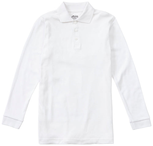 WHIN L/S WHITE POLO- 6-8 ONLY w/ logo