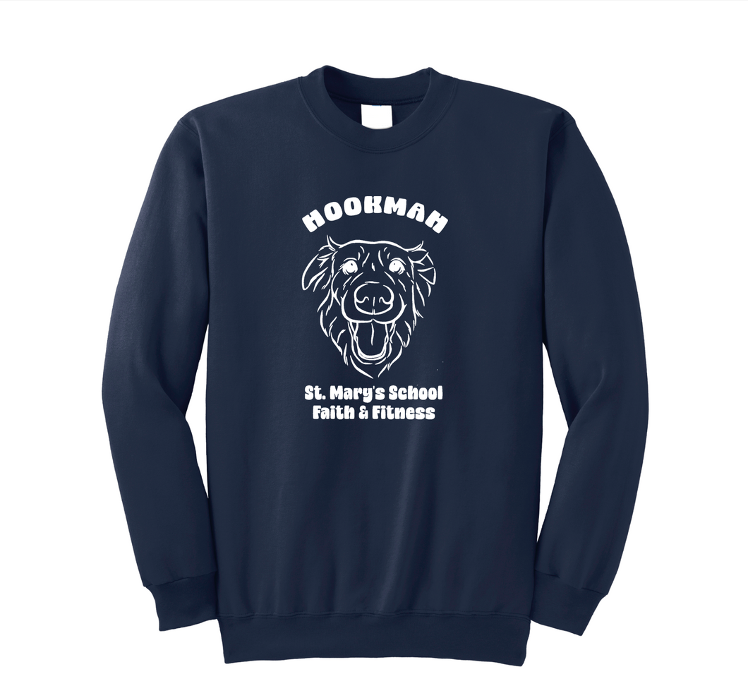 SMBS NAVY CREW NECK PE SWEATSHIRT WITH HOOKMAH LOGO (PRE K-5)