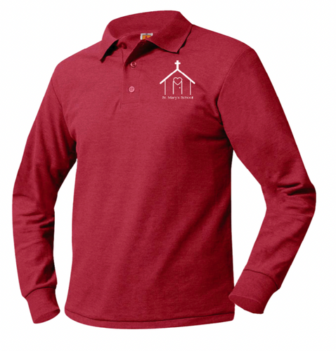 SMBS L/S RED POLO WITH EMBROIDERED HOUSE LOGO (PRE-K-5TH)