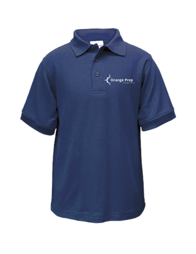 Orange Prep Navy Short Sleeve Polo