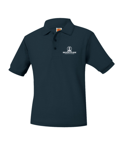 BROOKLYN RISE NAVY SHORT SLEEVE POLO with logo- 6-8 ONLY