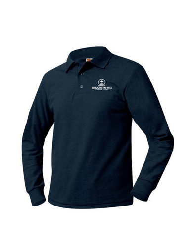 BROOKLYN RISE NAVY LONG SLEEVE POLO w/ logo- 6-8 ONLY