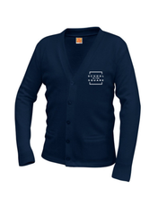 Load image into Gallery viewer, SQUARE PREK-5 V-NECK CARDIGAN SWEATER w/ logo