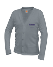 Load image into Gallery viewer, SQUARE PREK-5 V-NECK CARDIGAN SWEATER w/ logo