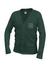 Load image into Gallery viewer, SQUARE PREK-5 V-NECK CARDIGAN SWEATER w/ logo