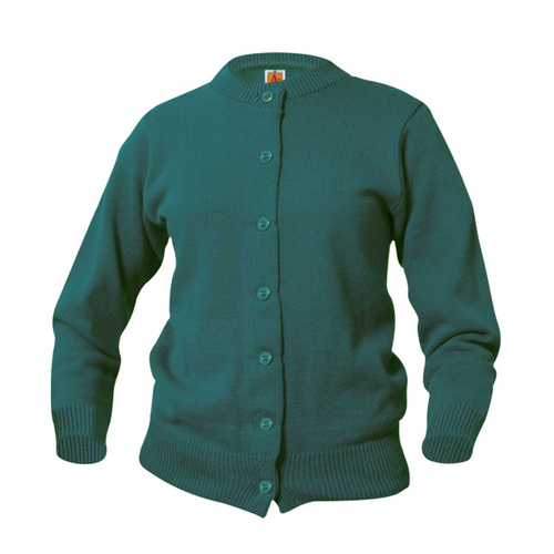 ST. THOMAS GREEN CREW NECK CARDIGAN SWEATER