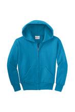 Load image into Gallery viewer, GILROY GRADES K-5  NEON BLUE FULL ZIP HOODED SWEATSHIRT WITH LOGO