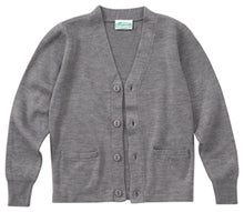 Load image into Gallery viewer, V-NECK GREY CARDIGAN SWEATER
