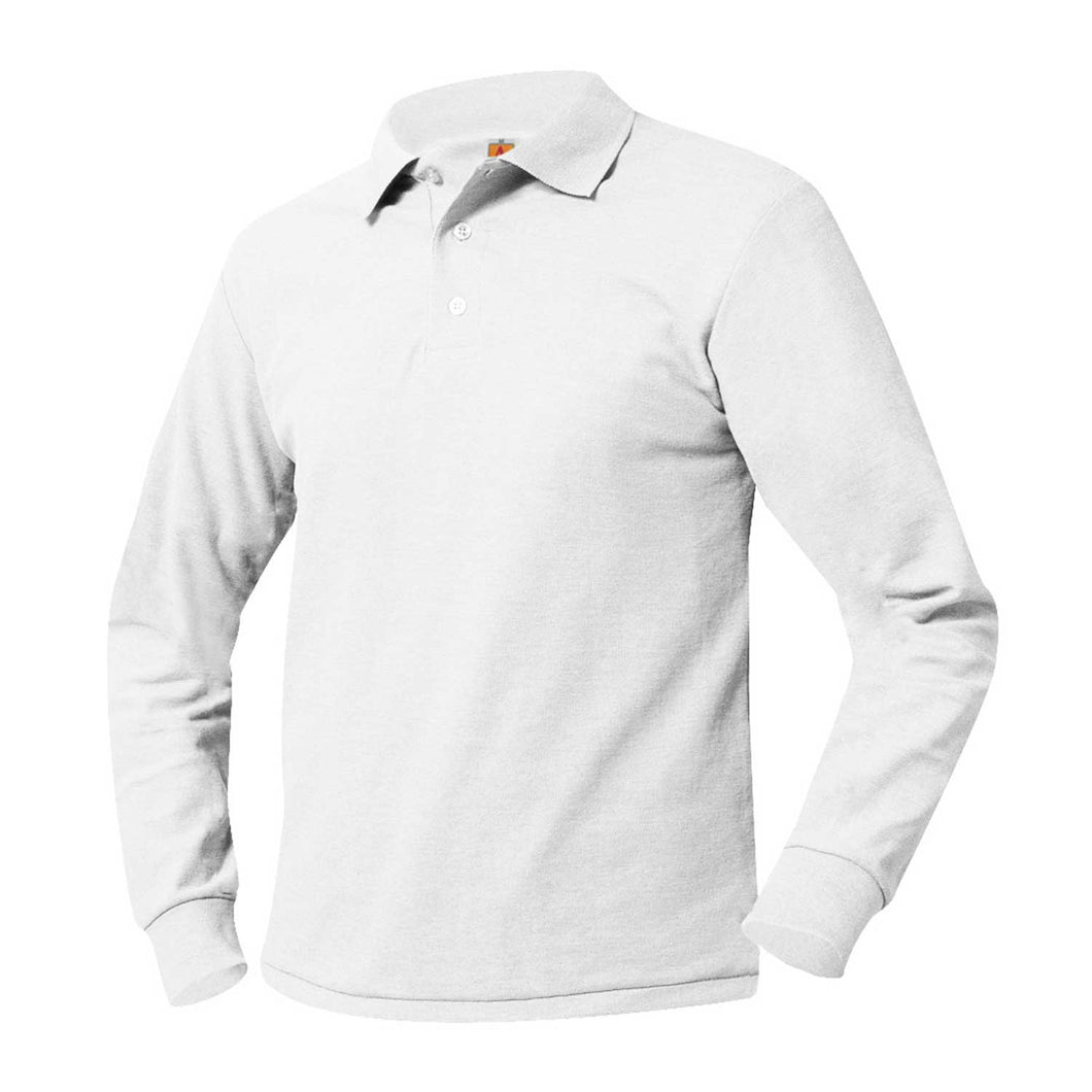 SPA LONG SLEEVE WHITE PIQUE POLO SHIRT-FINAL SALE NO RETURNS OR EXCHANGES