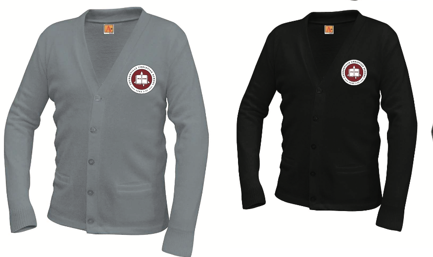 LCS (UPPER SCHOOL) CARDIGAN SWEATER with embroidered seal