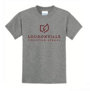 LCS (UPPER SCHOOL grades6-12)  GREY PE T-SHIRTS with imprinted logo- FINAL SALE