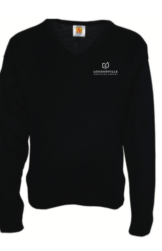 LCS (UPPER SCHOOL) V NECK SWEATER with embroidered LCS LOGO