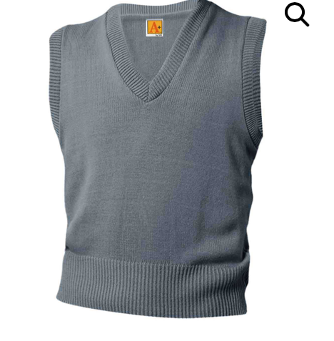 LCS (UPPER SCHOOL) GREY V-NECK SWEATER VEST with  LCS embroidered logo