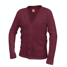 Load image into Gallery viewer, ASCA V-NECK WINE CARDIGAN SWEATER