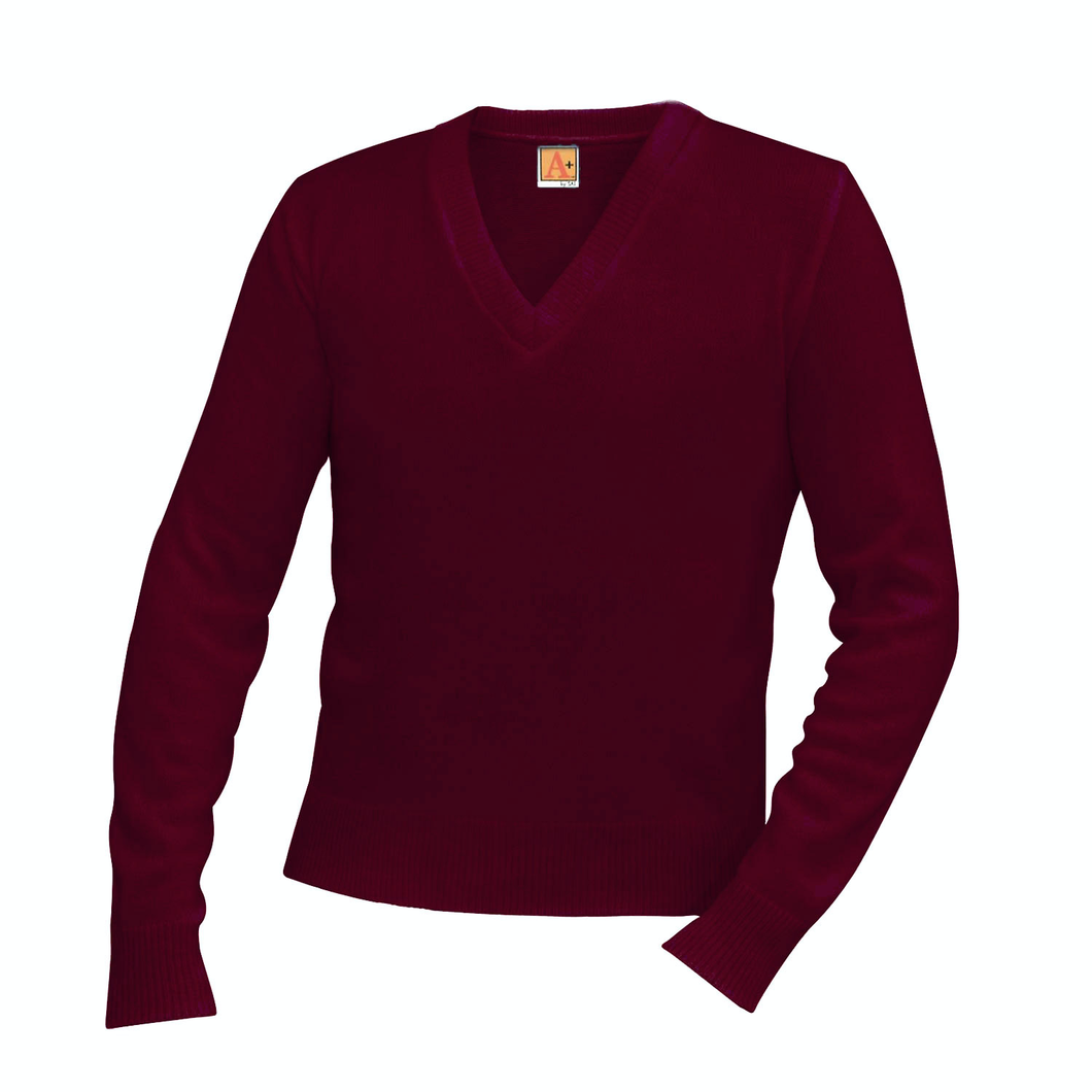 ASCA WINE V-NECK PULLOVER SWEATER  with logo