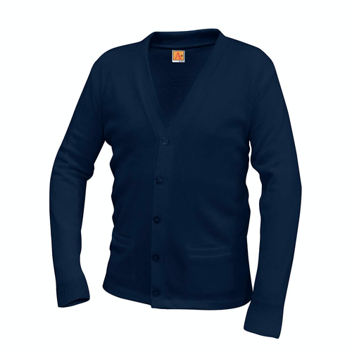 SCHOOL IN THE SQUARE  V-NECK NAVY CARDIGAN SWEATER