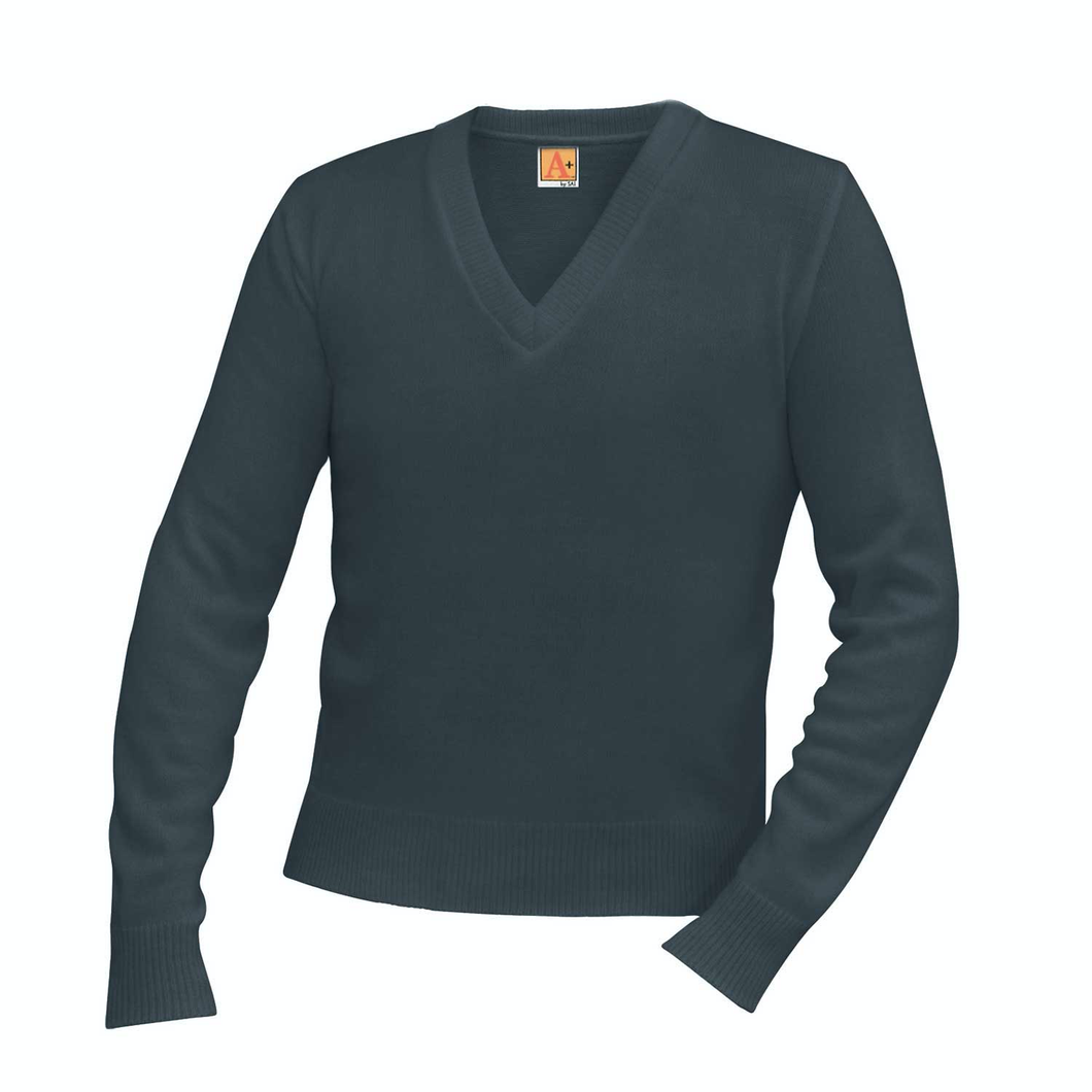 ADS NAVY V-NECK PULLOVER SWEATER WITH LOGO